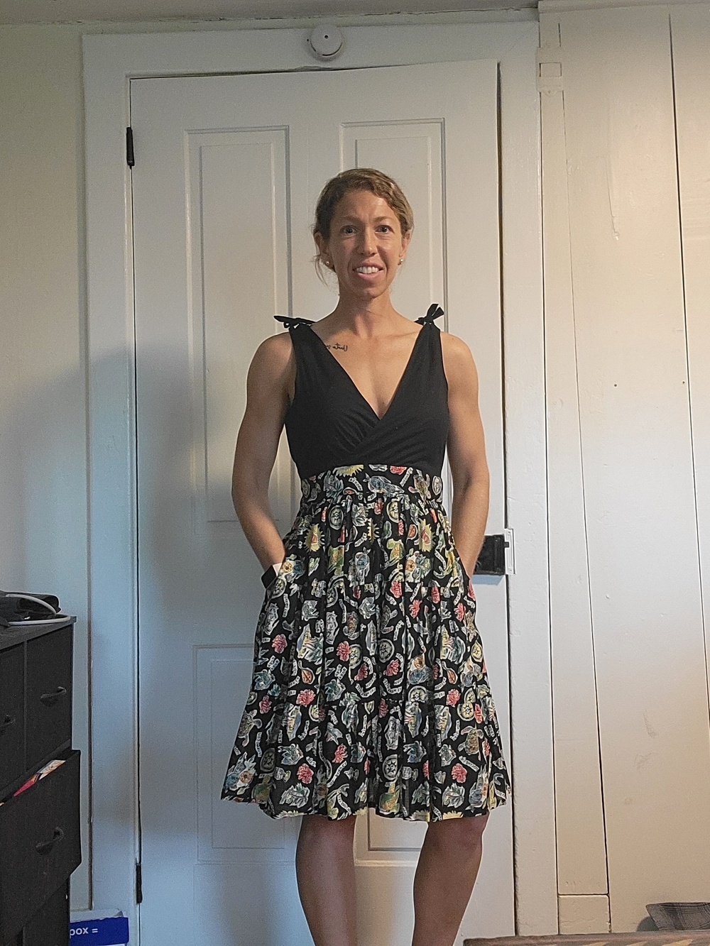 Maeve Black Bodice Floral Circle Skater Dress